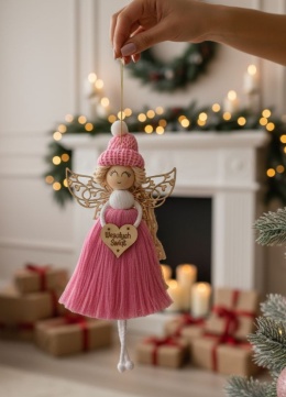 Anioł Wesołych Świąt róż