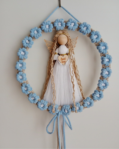 Anioł Stróż w wianku- błękit