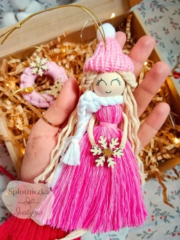 Świąteczny prezent, Anioł i bombka, różowy dla dziewczynki