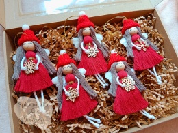 Zestaw Aniołków na choinkę, czerwone 5 sztuk